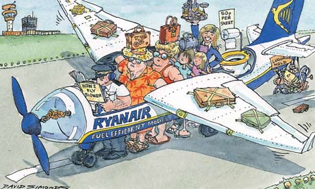 Dave Simonds cartoon on Ryanair's quest for profit