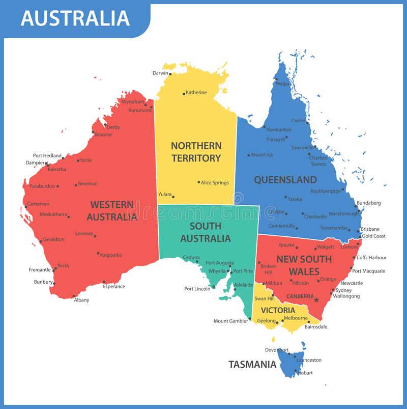 den-detaljerade-översikten-av-australien-med-regioner-eller-tillstånd-och-städer-huvudstäder-105414618